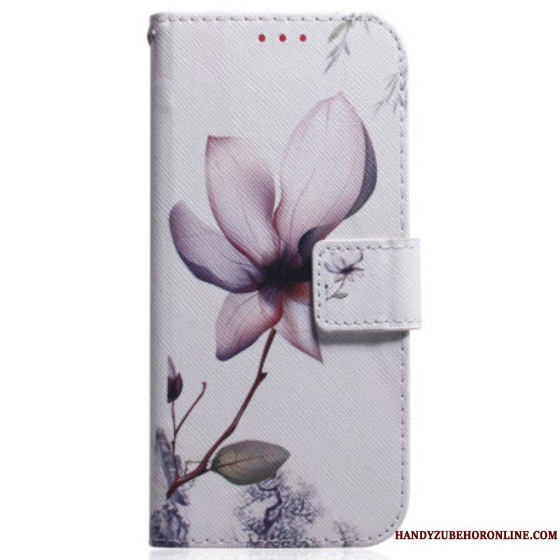 Housse Samsung Galaxy A54 5G Fleur Vintage à Lanière