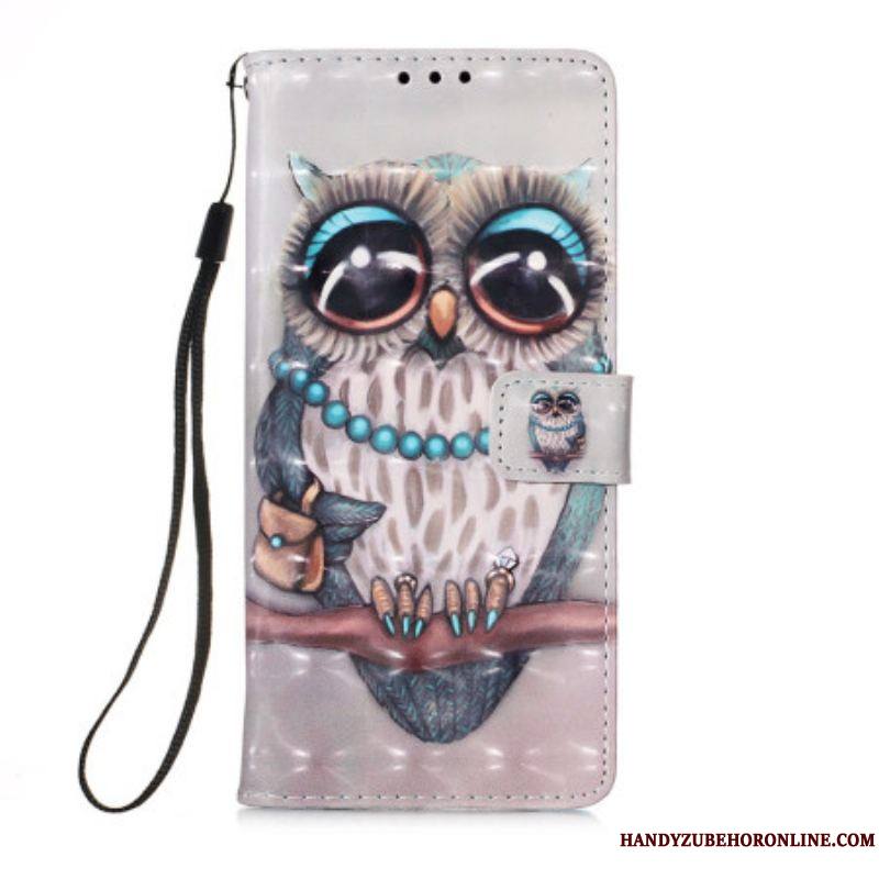 Housse Samsung Galaxy A54 5G Miss Hibou avec Lanière