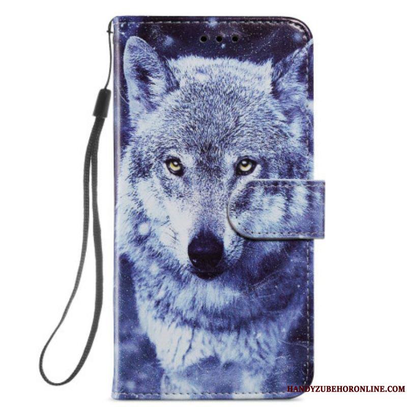 Housse Samsung Galaxy A54 5G Tendre Loup à Lanière