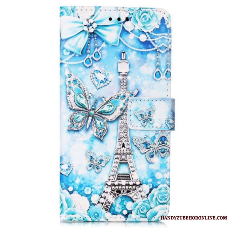 Housse Samsung Galaxy A54 5G Tour Eiffel Papillons
