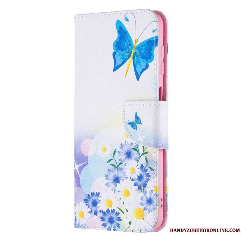 Housse Samsung Galaxy M32 Papillons et Fleurs Peints