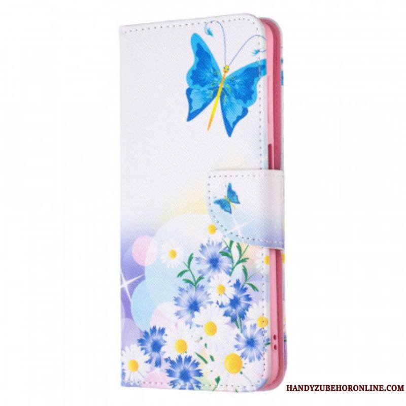 Housse Samsung Galaxy M52 5G Papillon et Fleurs