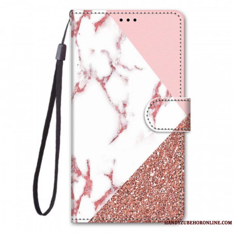 Housse Samsung Galaxy M53 5G Triangle en Marbre et Paillettes