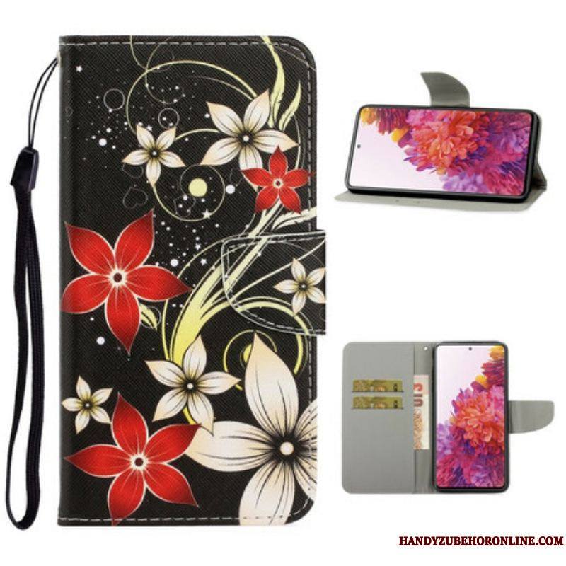 Housse Samsung Galaxy S20 FE Fleurs Colorées à Lanière