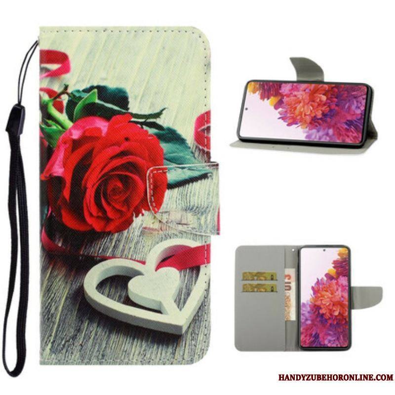 Housse Samsung Galaxy S20 FE Rose Romantique à Lanière