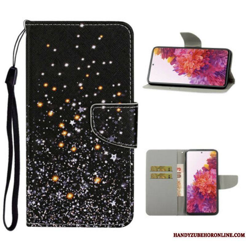 Housse Samsung Galaxy S20 FE Étoiles et Paillettes avec Lanière