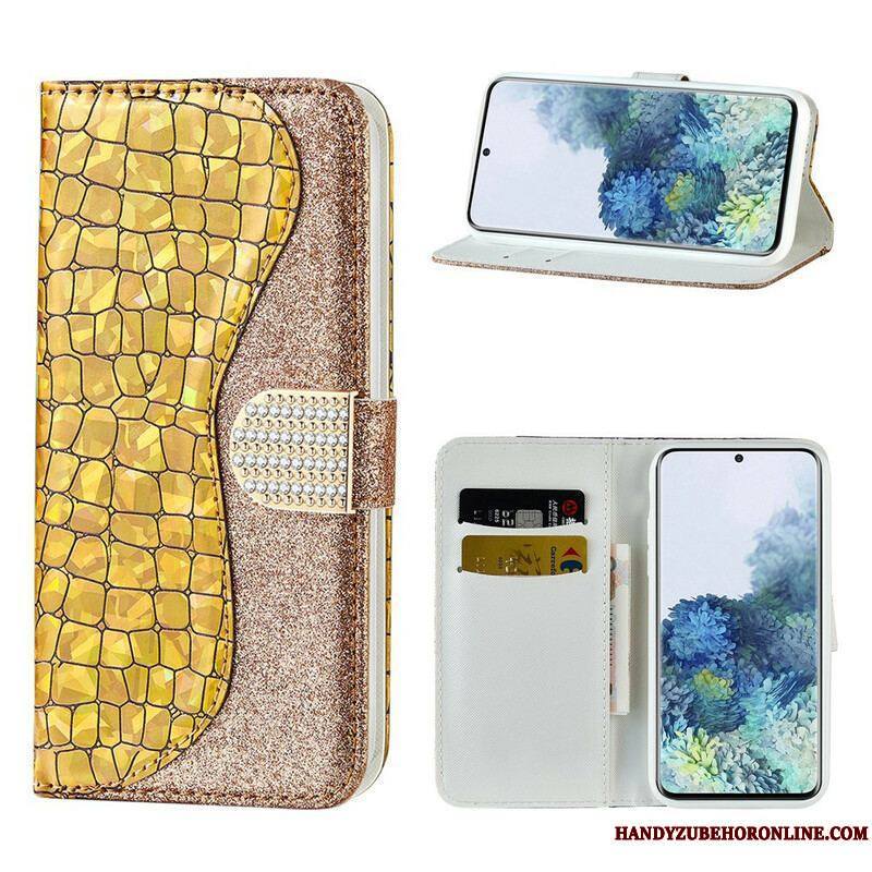 Housse Samsung Galaxy S21 5G Croco Diamants