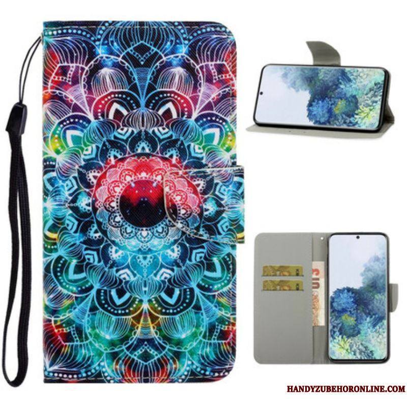 Housse Samsung Galaxy S21 5G Flashy Mandala à Lanière