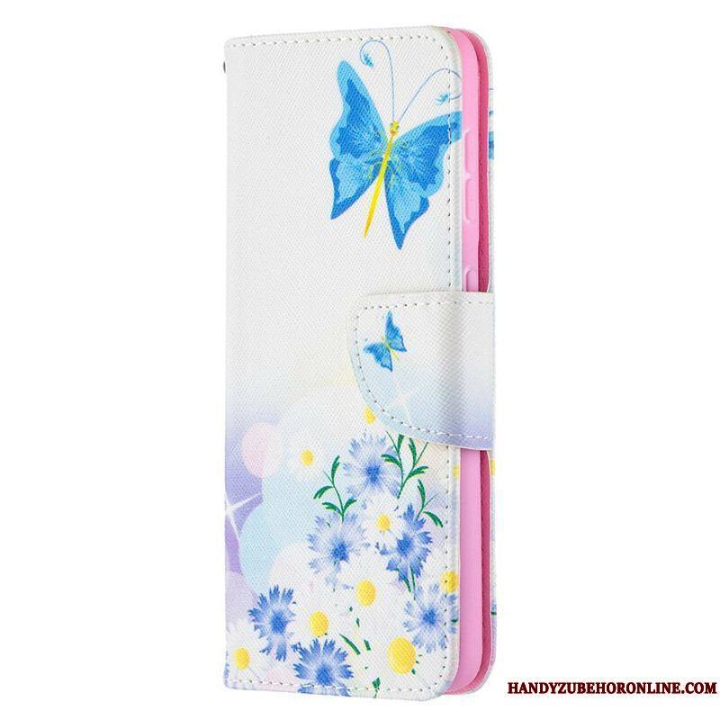 Housse Samsung Galaxy S21 5G Papillons et Fleurs Peints