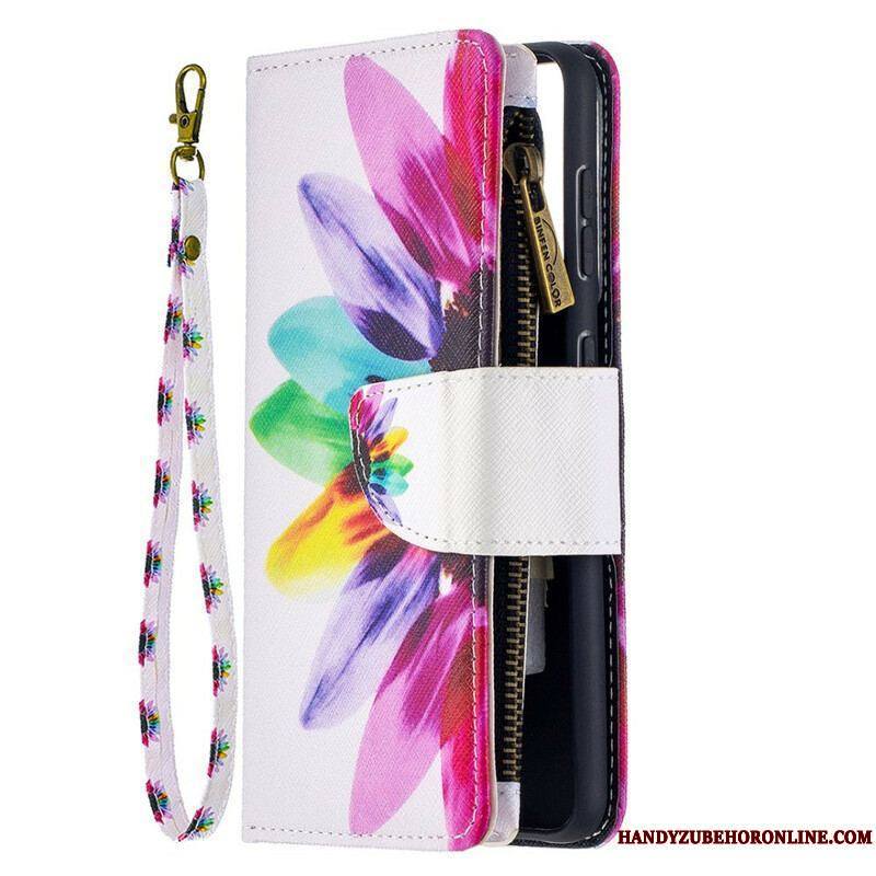 Housse Samsung Galaxy S21 5G Poche Zippée Fleur