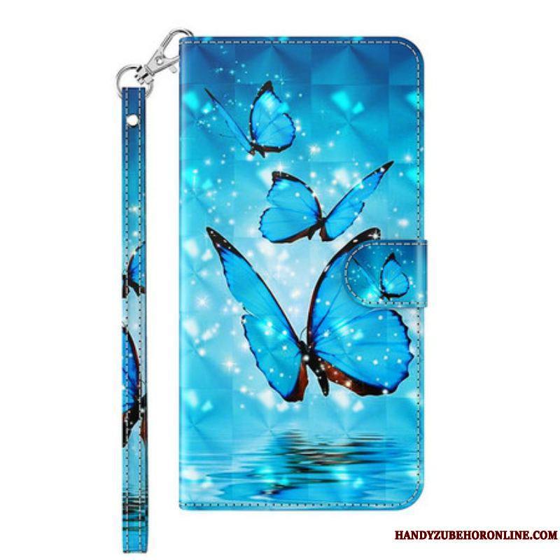 Housse Samsung Galaxy S21 FE Papillons Bleus Volants