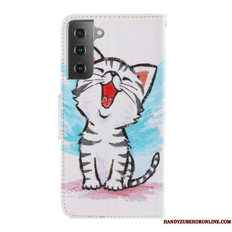 Housse Samsung Galaxy S21 Plus 5G Chaton Couleur à Lanière