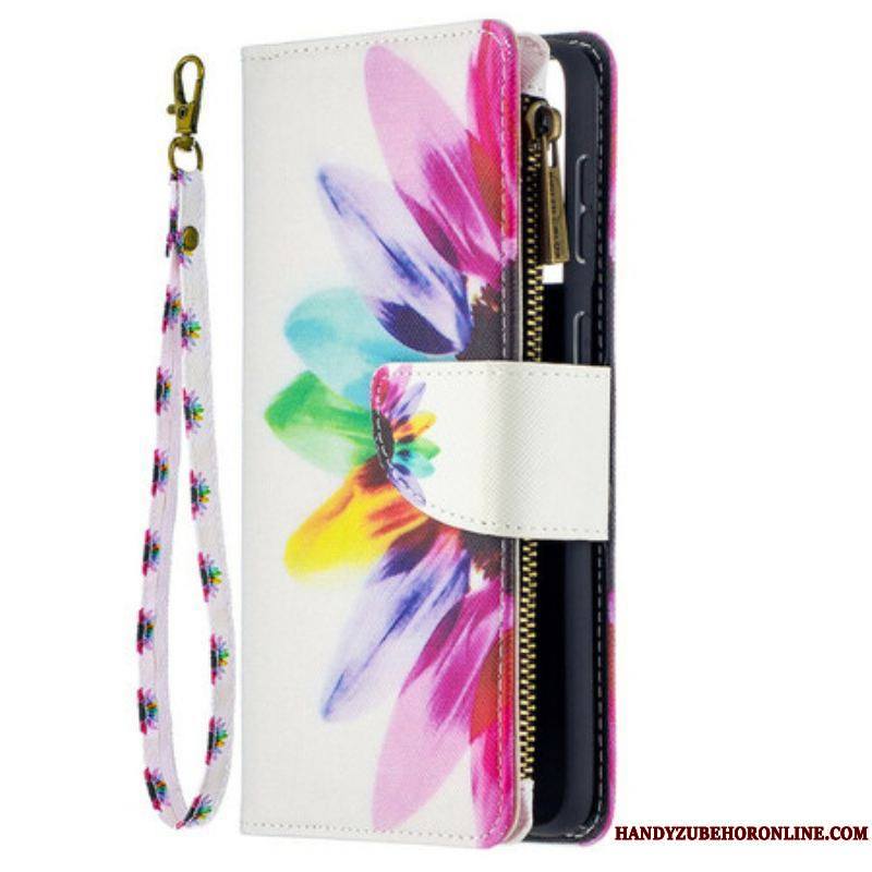 Housse Samsung Galaxy S21 Plus 5G Poche Zippée Fleur Aquarelle