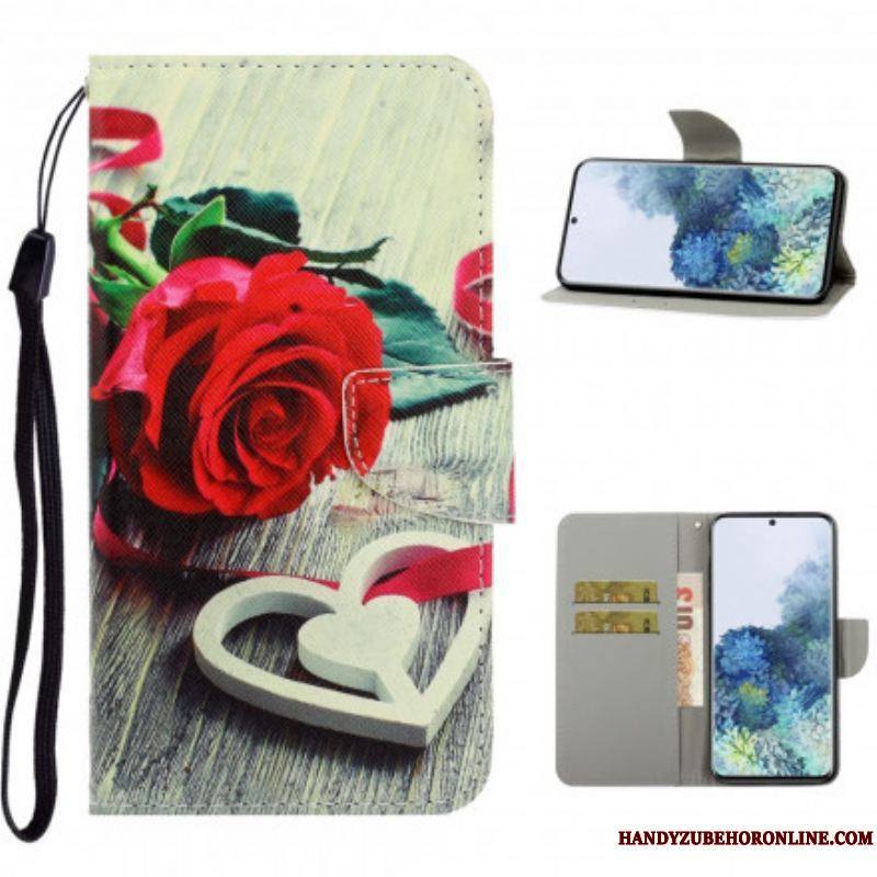 Housse Samsung Galaxy S21 Ultra 5G Fleurs Colorées à Lanière