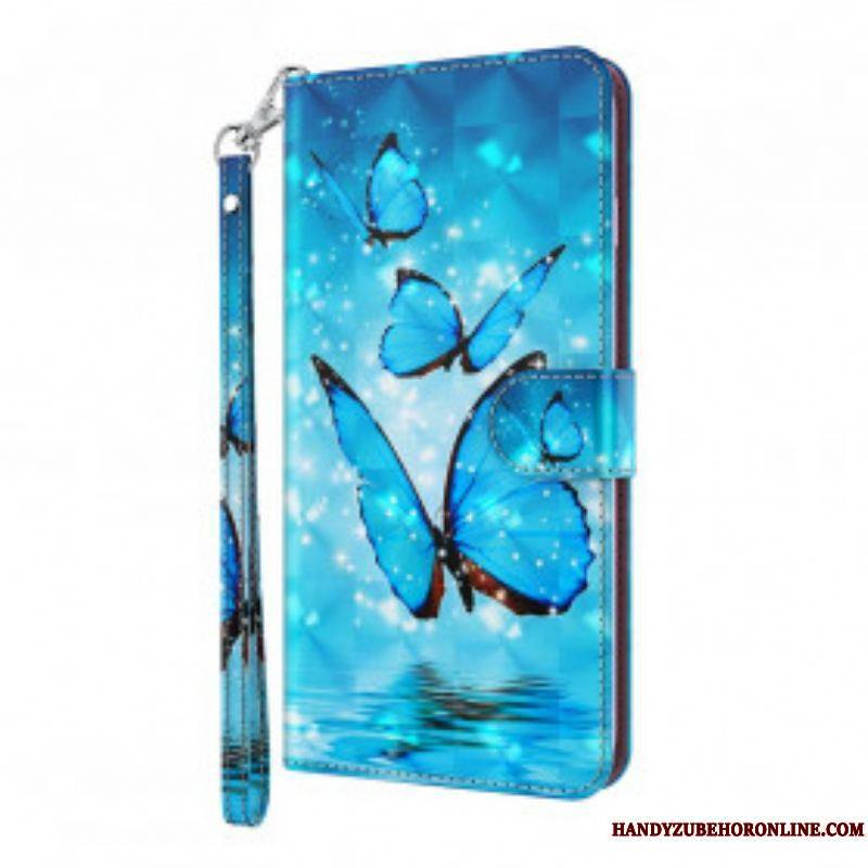 Housse Samsung Galaxy S21 Ultra 5G Papillons Bleus Volants