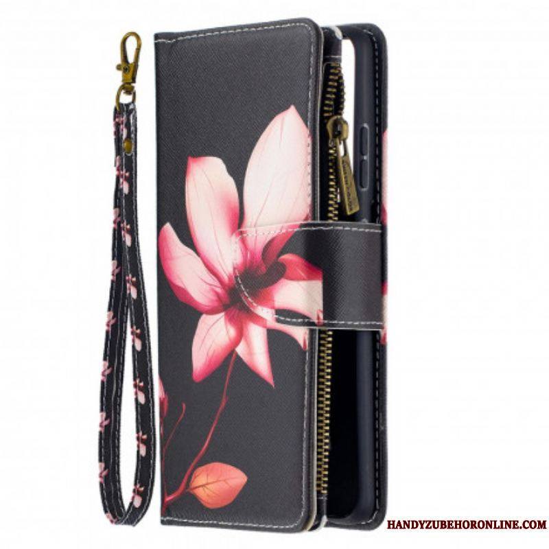 Housse Samsung Galaxy S21 Ultra 5G Poche Zippée Fleur