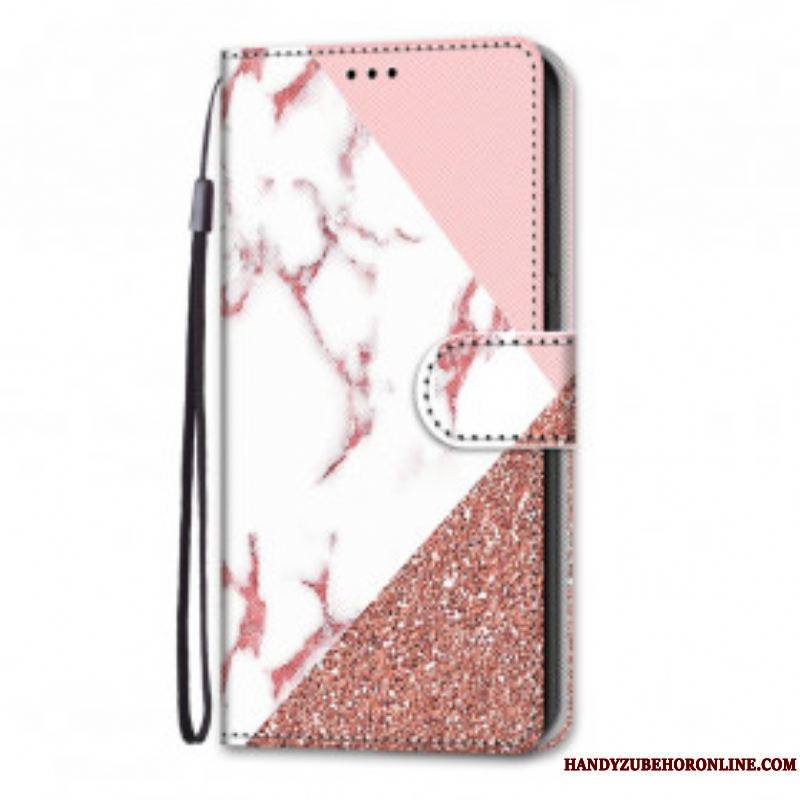 Housse Samsung Galaxy S21 Ultra 5G Triangle en Marbre et Paillettes