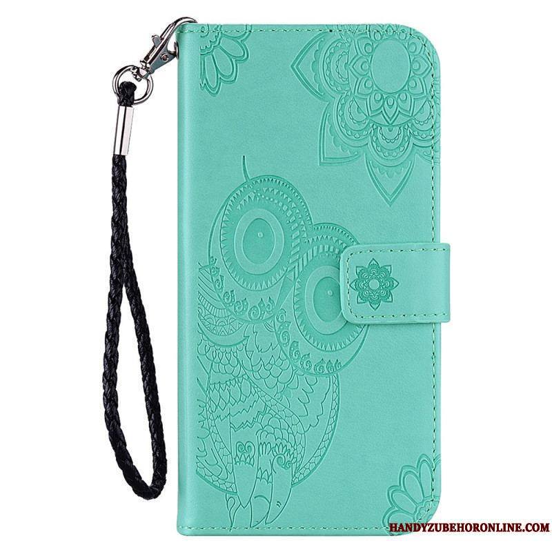 Housse Samsung Galaxy S22 5G Hibou Mandala et Lanière