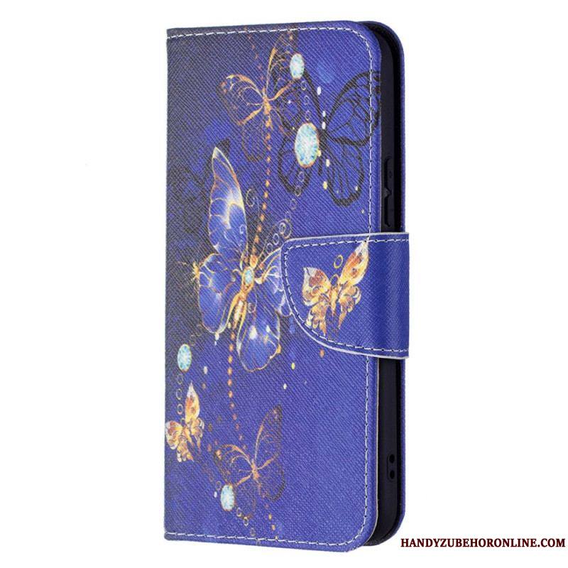 Housse Samsung Galaxy S22 5G Papillons Dorés