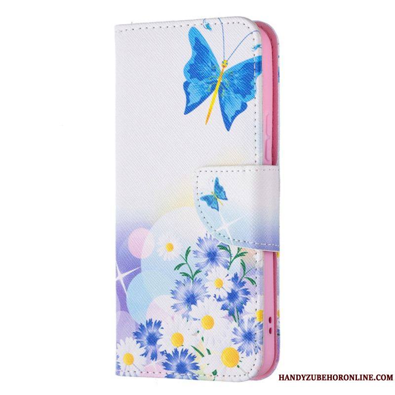 Housse Samsung Galaxy S22 5G Papillons et Fleurs Peints