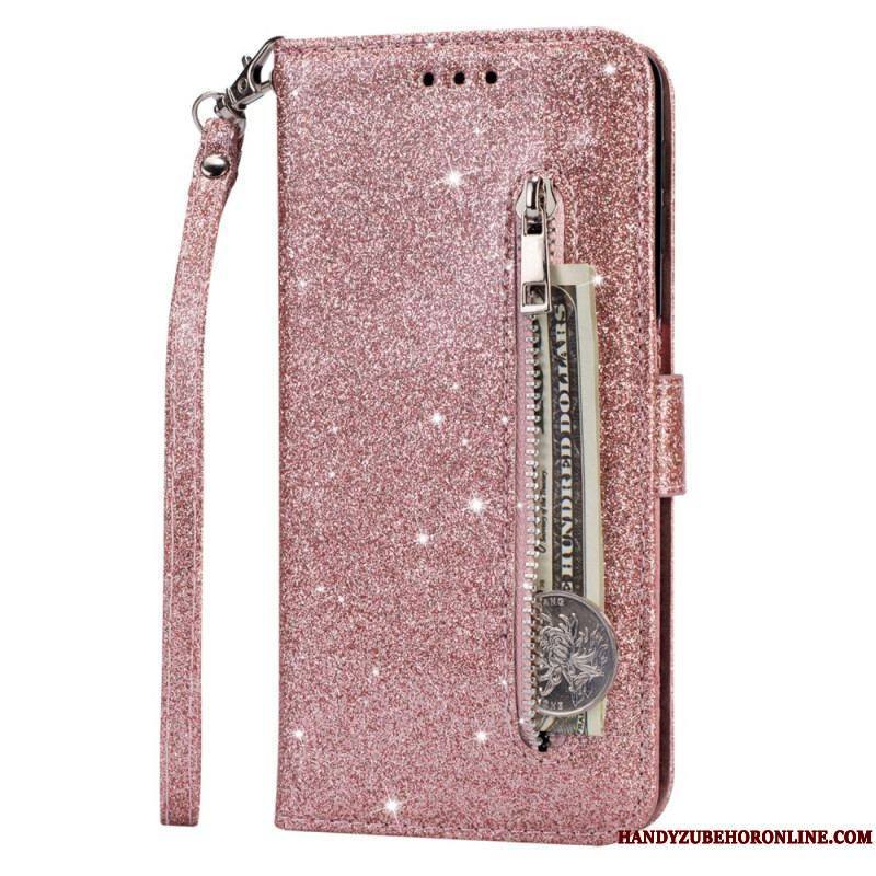 Housse Samsung Galaxy S22 5G Porte-Monnaie Paillettes