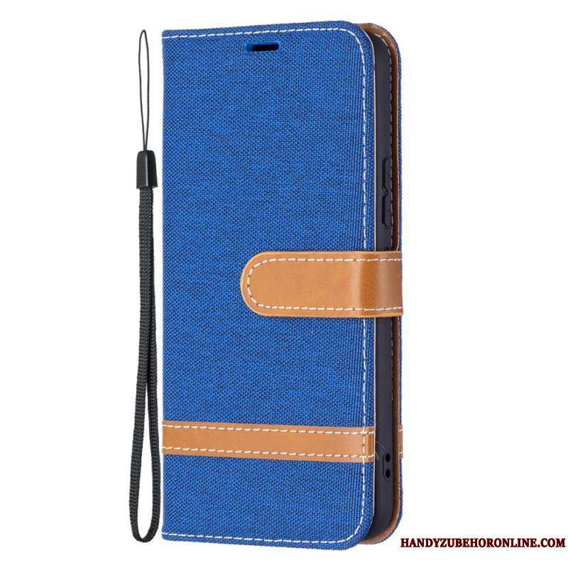 Housse Samsung Galaxy S22 5G Tissu et Effet Cuir à Lanière