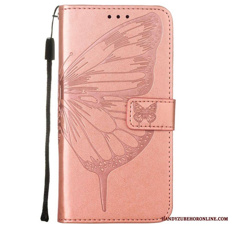 Housse Samsung Galaxy S22 Ultra 5G Papillon Design avec Lanière