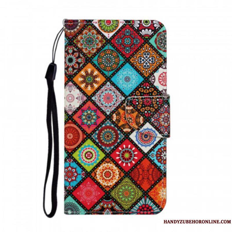 Housse Samsung Galaxy S22 Ultra 5G Patchwork Mandalas avec Lanière