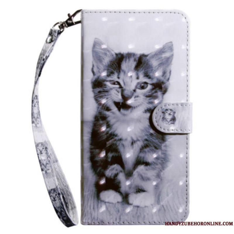 Housse Samsung Galaxy S23 5G Chaton Gris à Lanière