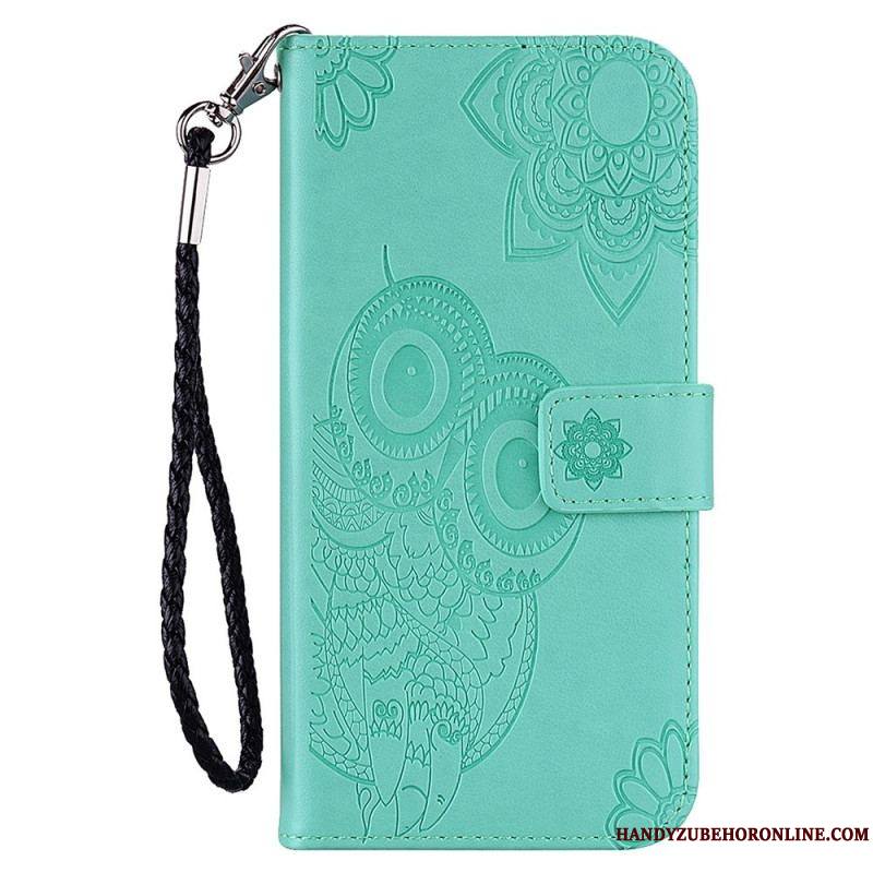 Housse Samsung Galaxy S23 5G Hibou Mandala et Lanière