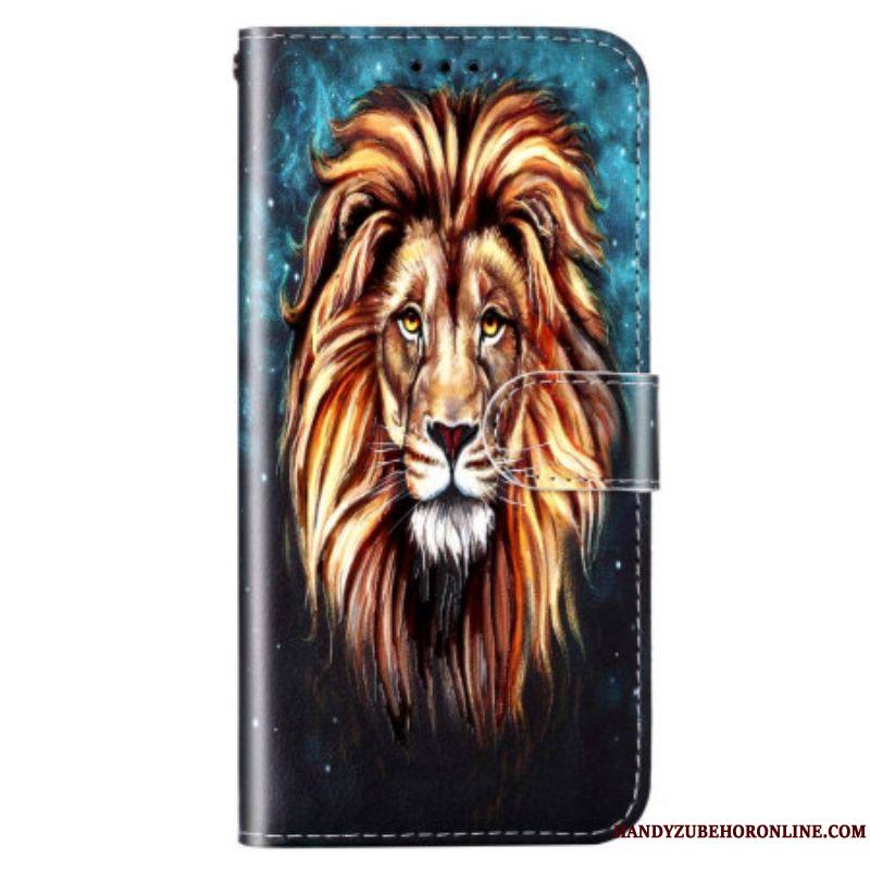 Housse Samsung Galaxy S23 5G Lion à Lanière