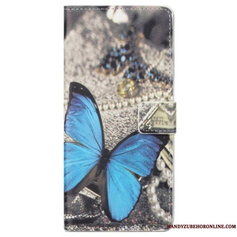 Housse Samsung Galaxy S23 5G Papillon Bleu