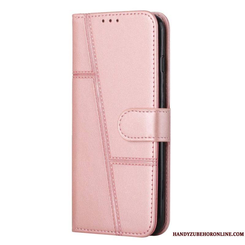 Housse Samsung Galaxy S23 5G Style Cuir Géométrique à Lanière