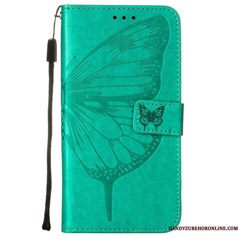 Housse Samsung Galaxy S23 Plus 5G Papillon Baroque à Lanière