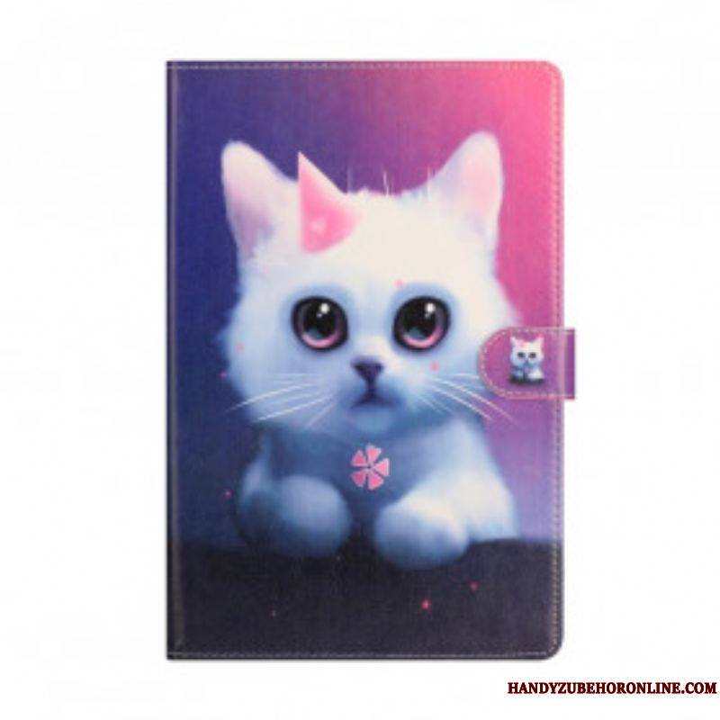 Housse Samsung Galaxy Tab A7 (2020) Chaton Blanc