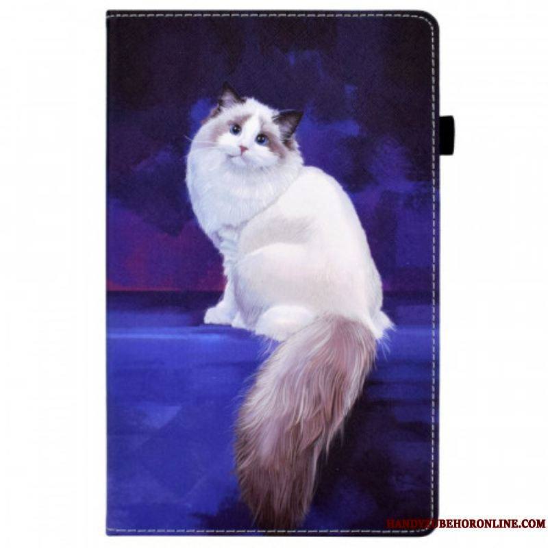 Housse Samsung Galaxy Tab A8 (2021) Chat Blanc