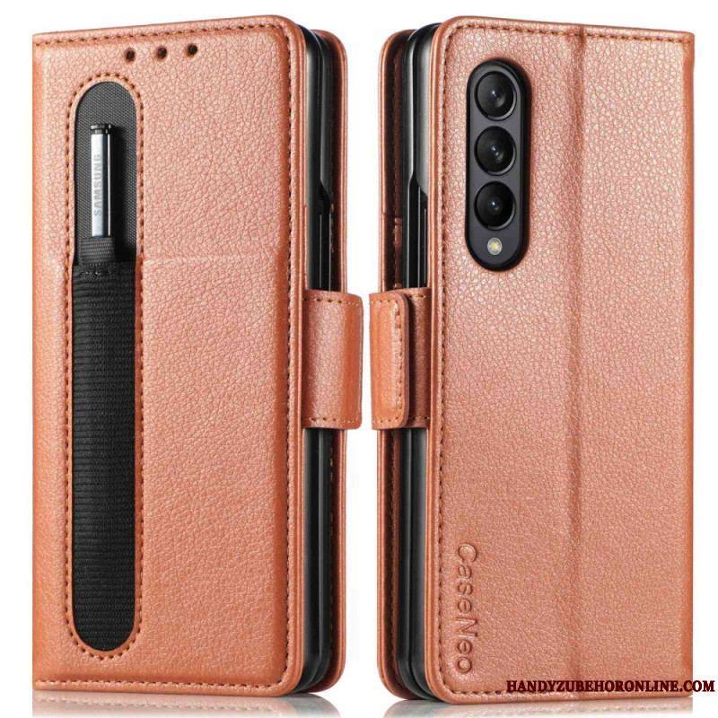 Housse Samsung Galaxy Z Fold 4 CASENEO Simili Cuir Litchi Fente à Stylet