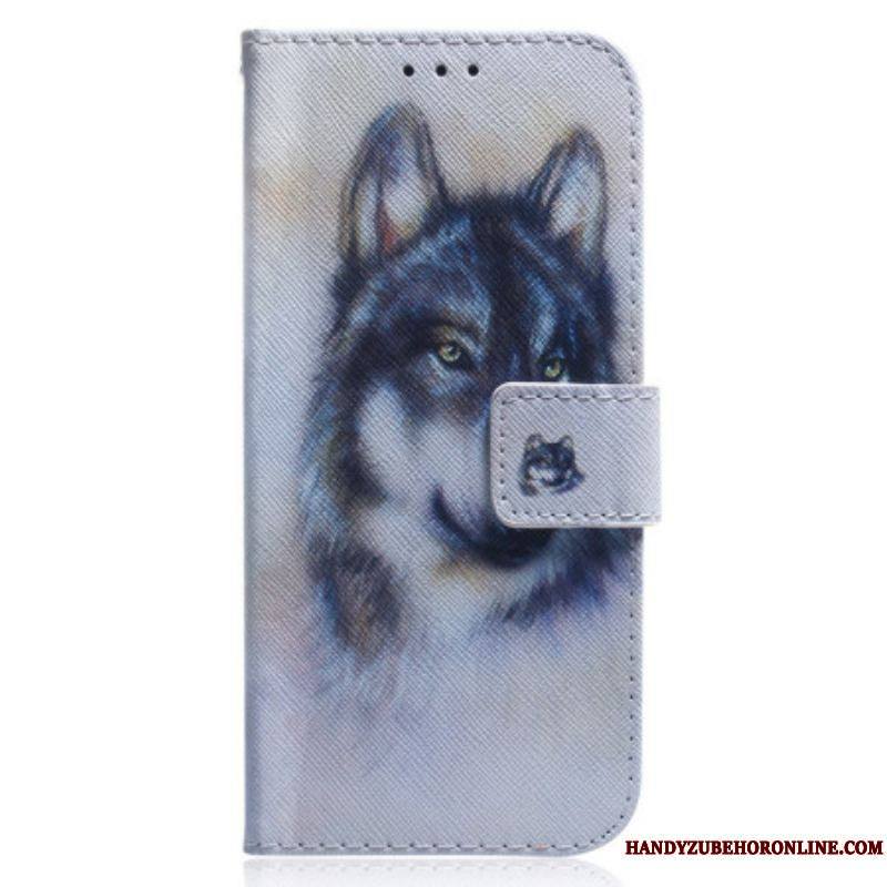 Housse Xiaomi 13 Loup Aquarelle à Lanière