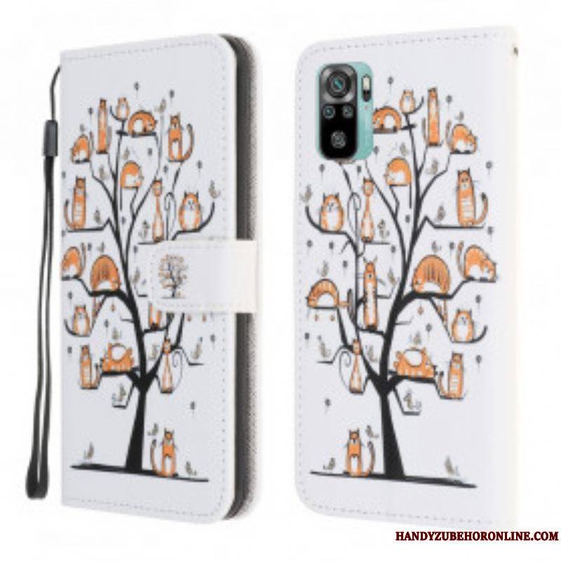 Housse Xiaomi Redmi Note 10/10S/Poco M5s Funky Cats à Lanière