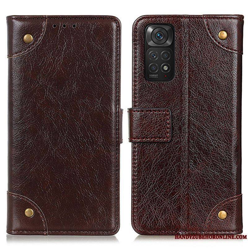 Housse Xiaomi Redmi Note 11 / 11s Style Cuir Nappa Rivets Vintage