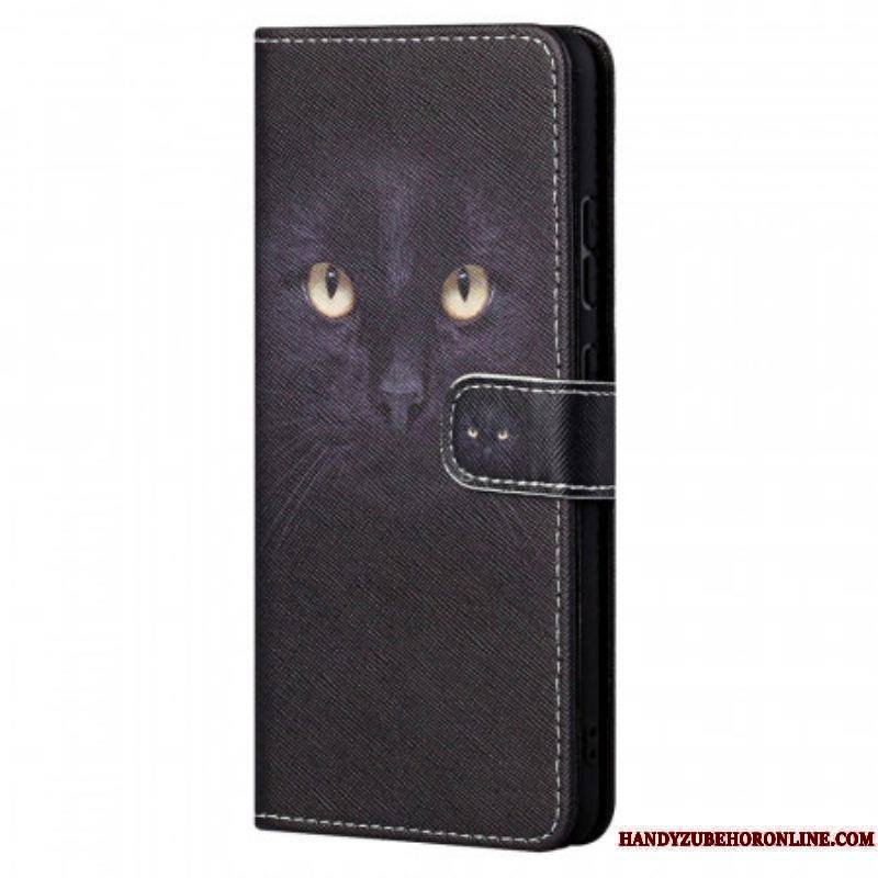 Housse Xiaomi Redmi Note 11 Pro / Note 11 Pro 5G Yeux de Chat Noir à Lanière