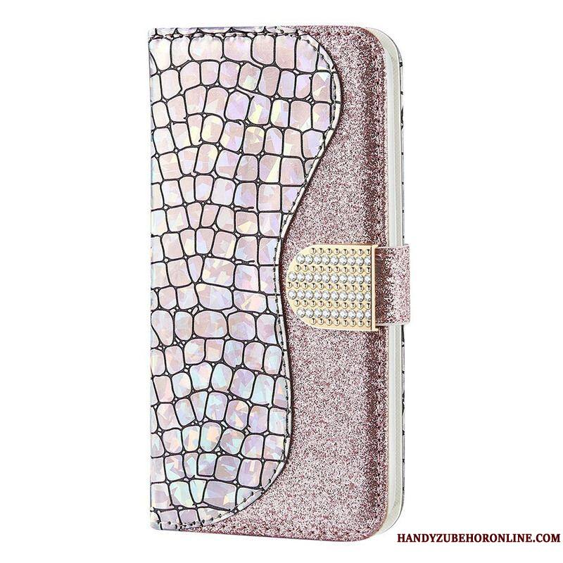 Housse iPhone 13 Mini Croco Diamants