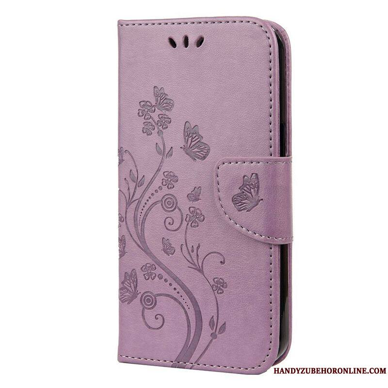 Housse iPhone 13 Mini Florale à Lanière