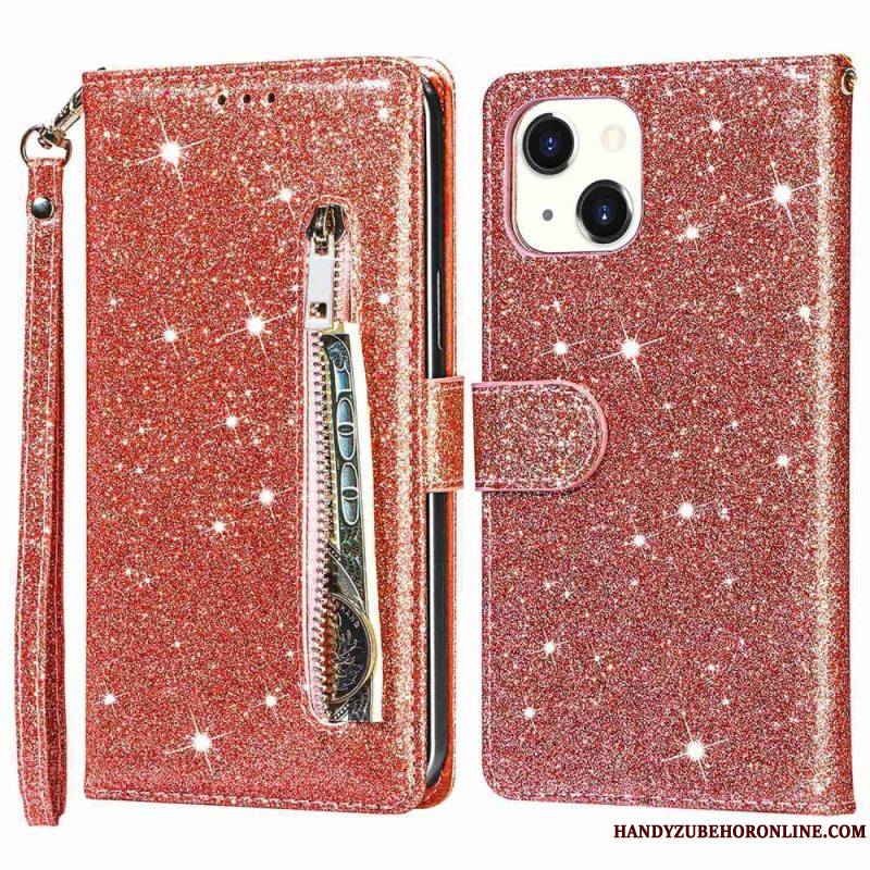 Housse iPhone 14 Plus Porte-Monnaie Paillettes