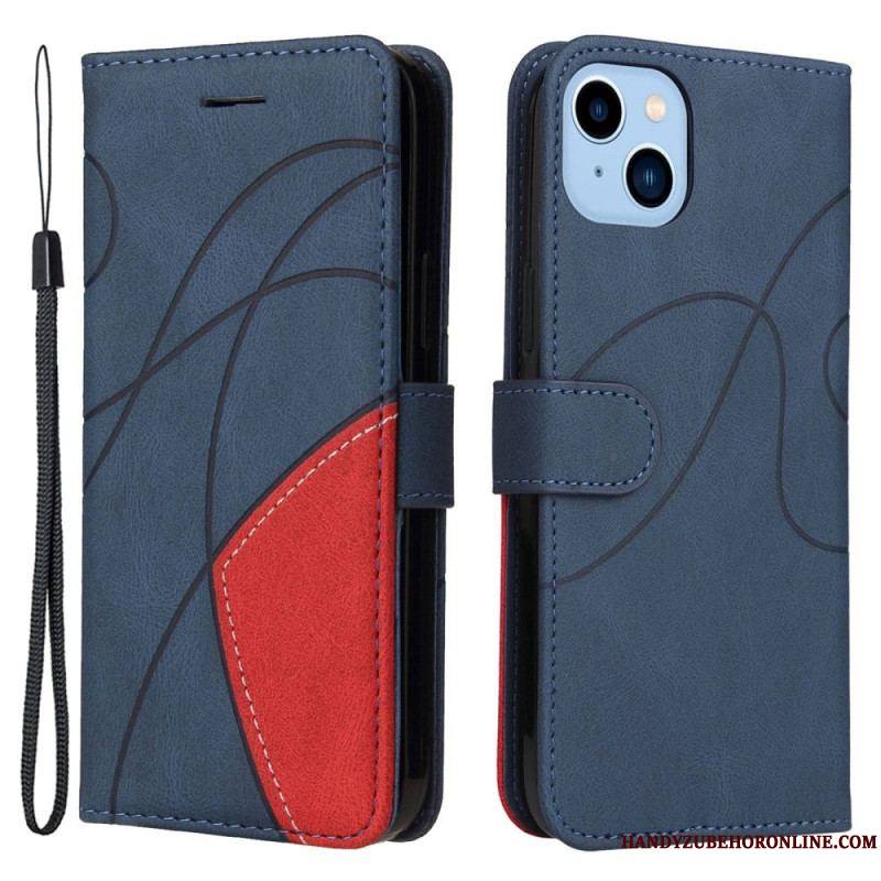 Housse iPhone 14 Plus Simili Cuir Bicolore Signature