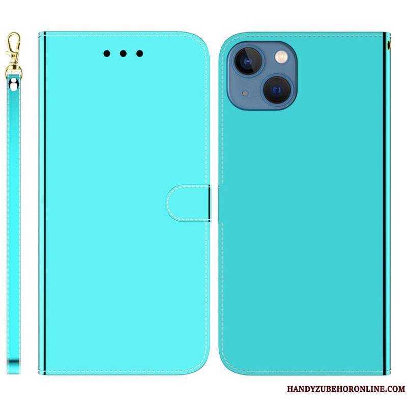 Housse iPhone 14 Plus Simili Cuir Couverture Miroir