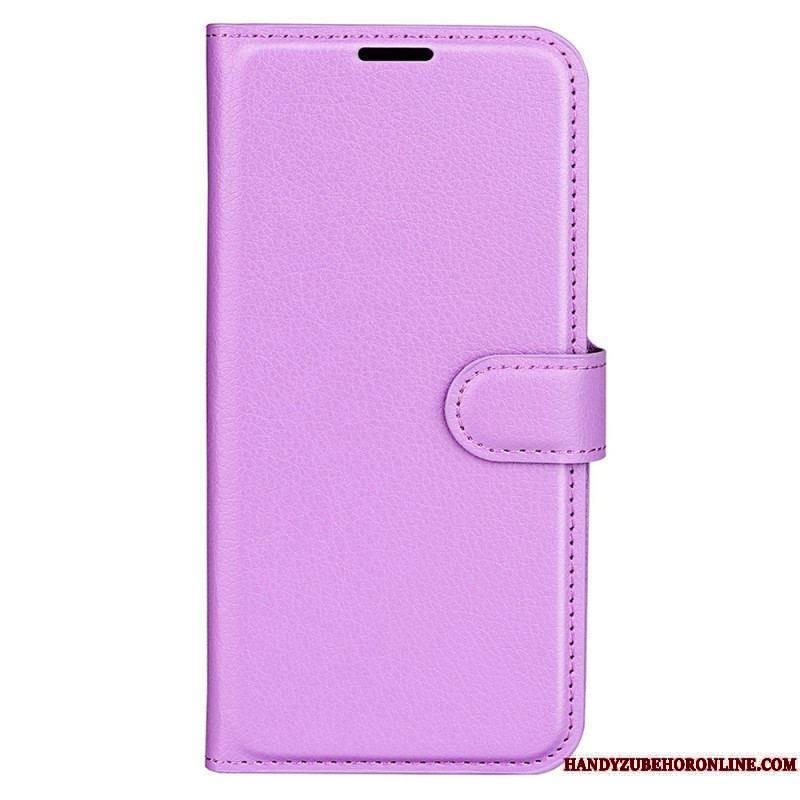 Housse iPhone 15 Plus Simili Cuir Litchi Classique