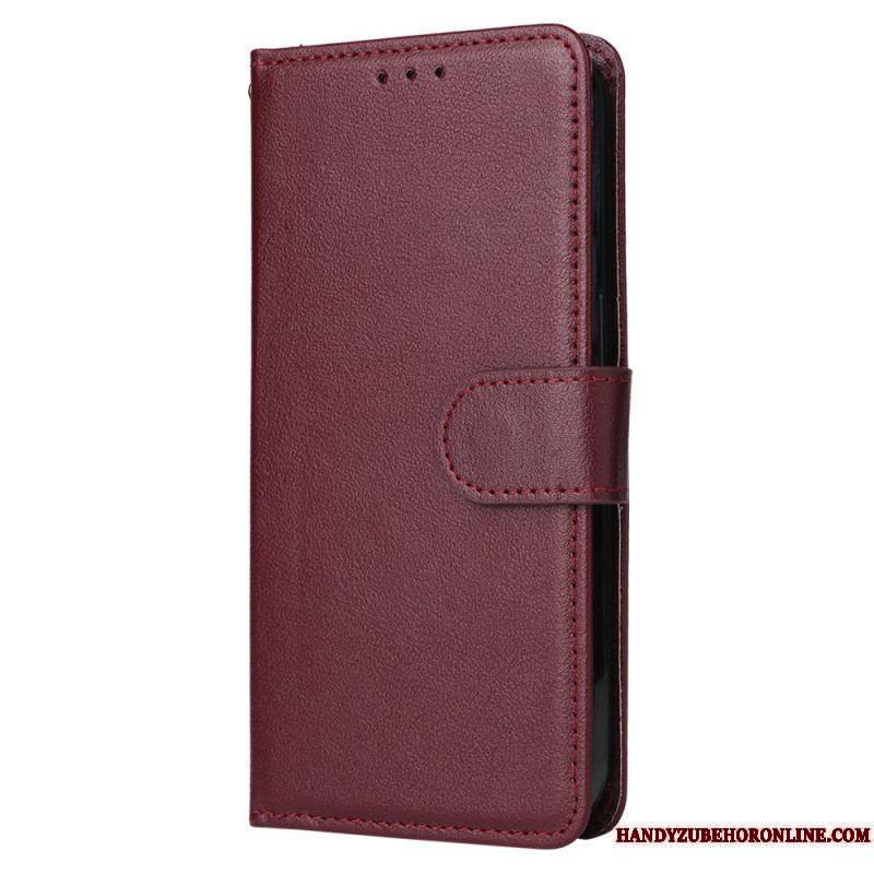 Housse iPhone 15 Plus Style Cuir Classique à Lanière