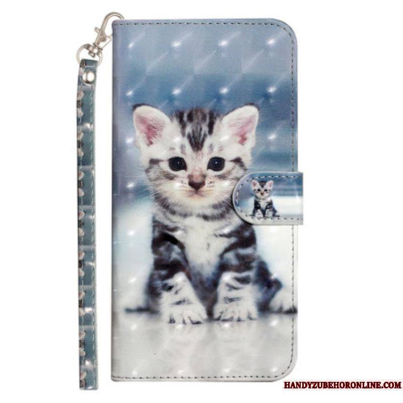 Housse iPhone 15 Pro Max Chaton 3D à Lanière