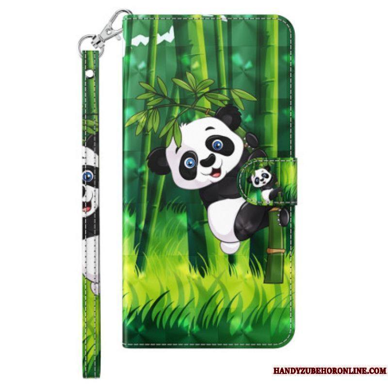 Housse iPhone 15 Pro Panda Bambou 3D à Lanière